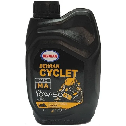 روغن موتور سیکلت بهران سیکلت مدل 10W-50 API SN JASO MB حجم ۱ لیتر - کارتن 12 عددی