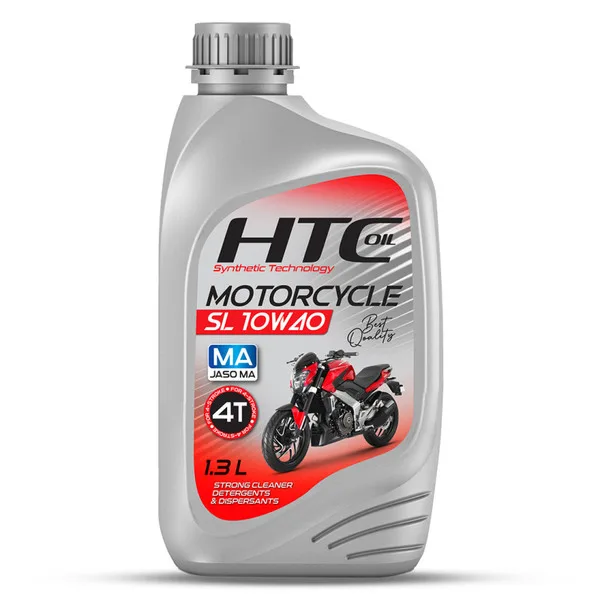 روغن موتور سیکلت HTC مدل 10W-40 API SL JASO MA حجم ۱٫۳ لیتر - کارتن 12 عددی