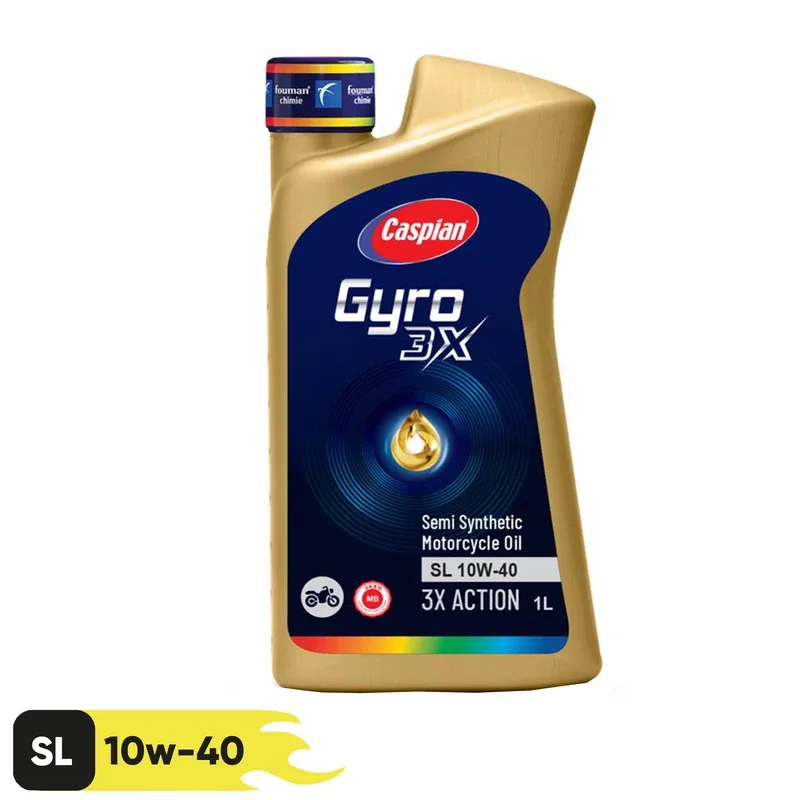 روغن موتور سیکلت کاسپین مدل 10W-40 API SL JASO MB حجم ۱ لیتر - کارتن 16 عددی