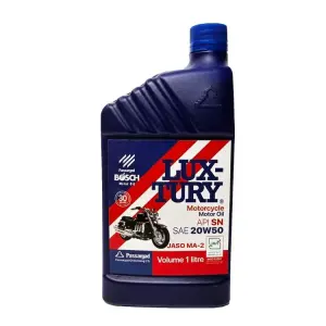 روغن موتور سیکلت بوش لاکچری مدل 20W-50 API SN JASO MA2 حجم ۱ لیتر - کارتن 16 عددی