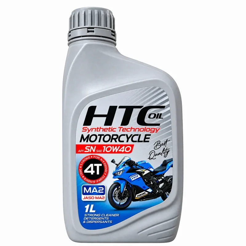 روغن موتور سیکلت HTC مدل 10W-40 API SN JASO MB حجم ۱ لیتر - کارتن 12 عددی