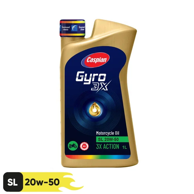 روغن موتور سیکلت کاسپین مدل 20W-50 API SL JASO MA حجم ۱ لیتر - کارتن 16 عددی