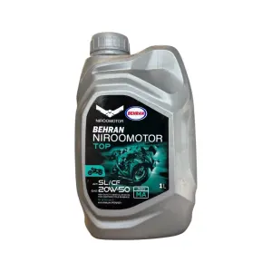 روغن موتور سیکلت بهران نیرو موتور مدل 20W-50 API SL JASO MA حجم ۱ لیتر - کارتن 12 عددی
