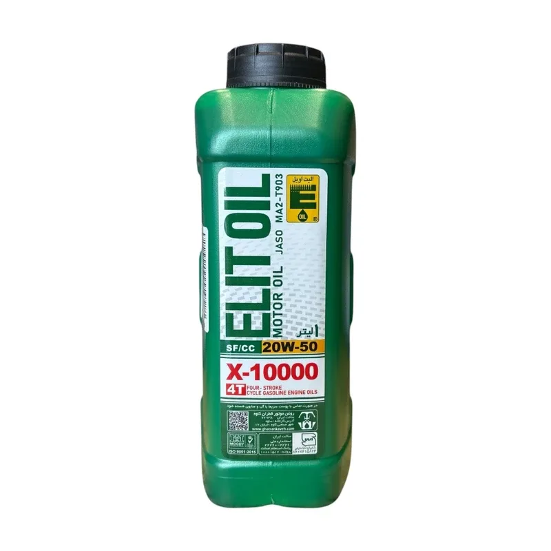 روغن موتور سیکلت الیت مدل 20W-50 API SF JASO MA2 حجم ۱ لیتر (بسته‌بندی پلاستیکی) - کارتن 12 عددی