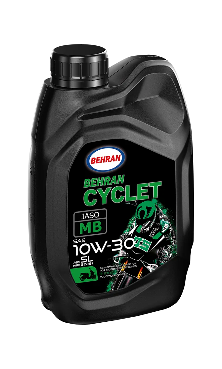 روغن موتور سیکلت بهران سیکلت مدل 10W-30 API SL JASO MB حجم ۱ لیتر - کارتن 12 عددی